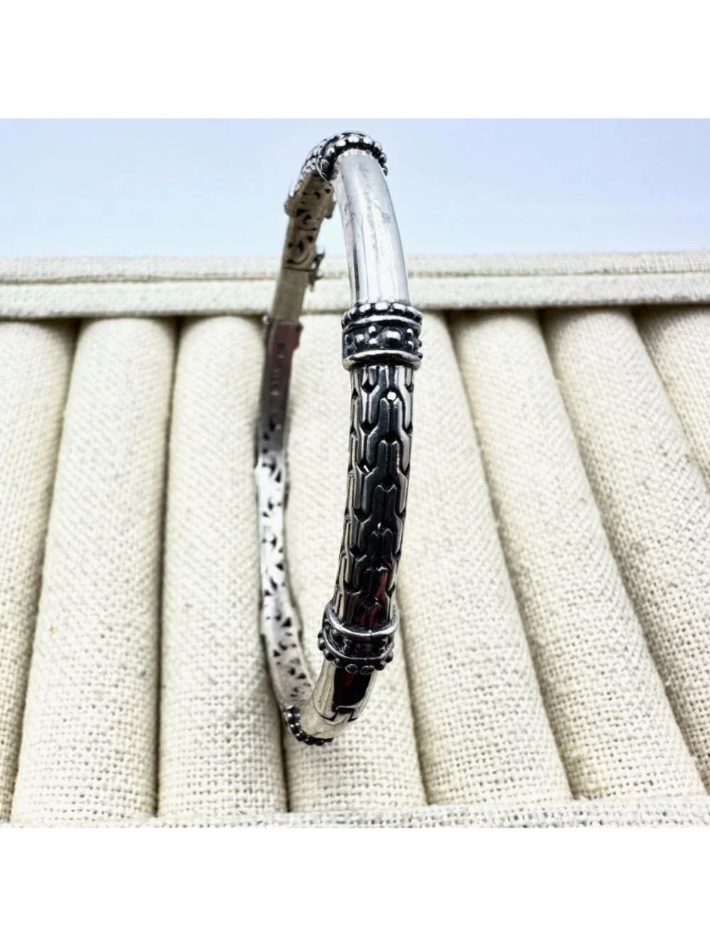 JTV Artisan Sterling Silver Filigree Bangle Bracelet 7 3/4 Inch 22 Grams